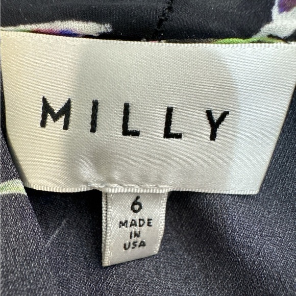 Milly 100% Silk Floral Wrap Dress - Black with Pink and Blue Accents - Picture 4 of 7